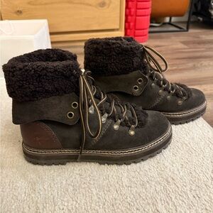 See by Chloé Eileen Lace-Up Shearling-Lined Ankle Boots